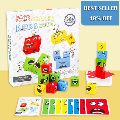 🎭Puzzle 5D Changement de Visages👨‍👩‍👧‍👦Jeu Familial Interactif, Stimule la Créativité et la Logique des Enfants✨