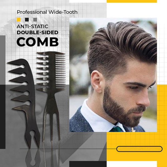 Peigne professionnel double face à dents larges et antistatiques