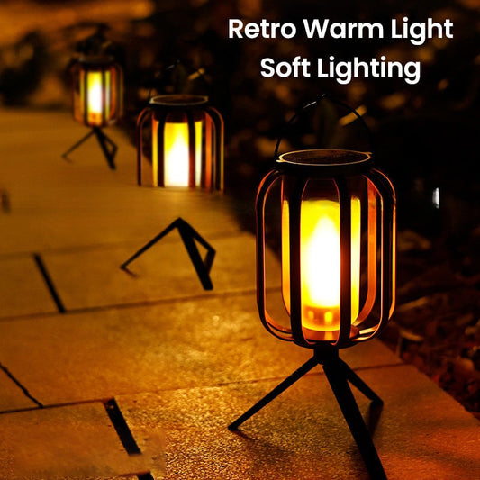 Lampe d'extérieur en forme de lanterne solaire avec 4 modes d'éclairage