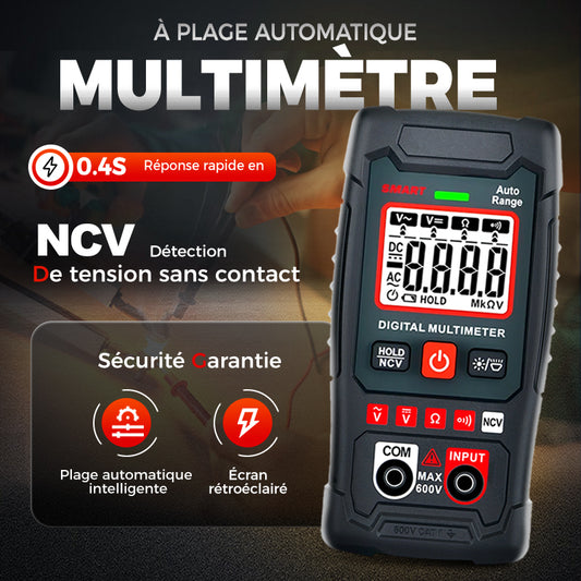 🔧⚡️ Multimètre intelligent anti-brûlure ! Outil de mesure sans faille de la taille d'une paume de main, avec une gamme automatique de 4000 points ✨