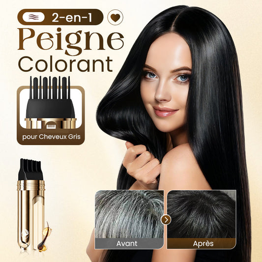 📢📢Acheter 5 obtenir 5 gratuits⏰Peigne Colorant 2 en 1 pour Cheveux Gris – Sans Chimie, Sans Taches, Résistant à l’Eau