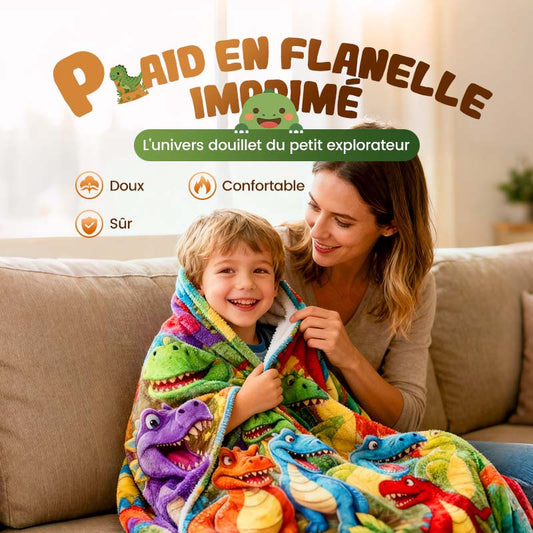 🔥Dernier Jour 50% DE RÉDUCTION !✨Couverture Dinosaure en Flanelle🦖Peluche Épaisse, Impression Numérique HD, Taille Multiples✨