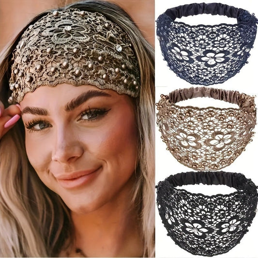 ✨Bandeau Creux Large à Perles en Fleurs de Prunier
