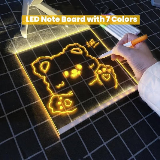 🖊️ Stimulez instantanément votre créativité ! ✨ Tableau d'information LED en acrylique : exprimez-vous sans limites ! 🎨 Comprend 7 stylos de couleur