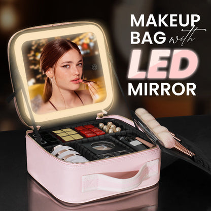 ✨ 50 % de réduction + livraison gratuite 🔥 Trousse de maquillage portable avec miroir LED – Maquillage parfait partout