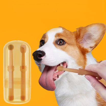 【Compre 1 y reciba 1 gratis】🐶Cepillo de dientes para mascotas FlexiBrush con raspador de lengua