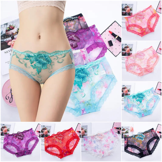 🔥👙🌹Culotte en Coton Antibactérien avec Broderie en Dentelle