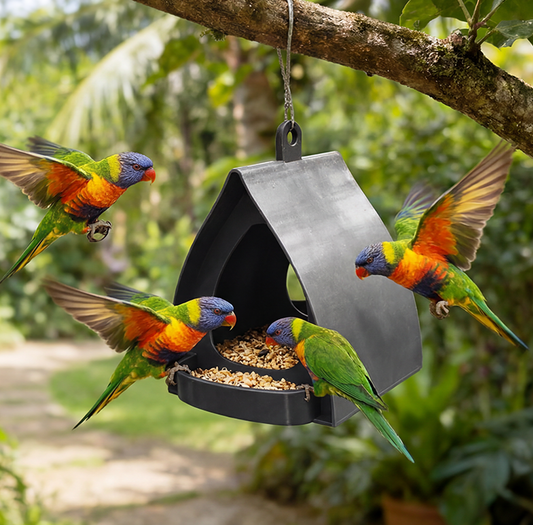 📢 50 % de réduction ⏰ Mangeoire suspendue pour oiseaux avec toit – Observation facile, nourriture protégée & design durable ! 🐦🌧️