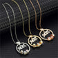 Engraved Color Rhinestones Circle Pendant Necklace