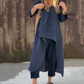 Ensemble deux pièces composé d'un haut et d'un pantalon avec un ourlet haut-bas de couleur unie（🔥50% de réduction）
