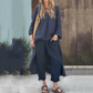 Ensemble deux pièces composé d'un haut et d'un pantalon avec un ourlet haut-bas de couleur unie（🔥50% de réduction）