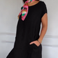 Robe femme à manches courtes et col rond en lin et coton（🔥50% de réduction）