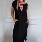 Robe femme à manches courtes et col rond en lin et coton（🔥50% de réduction）