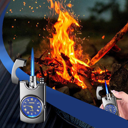 Briquet Métallique Coupe-Vent Gonflable avec Montre