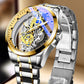 ⌚✨ Montre Squelette Double Face Homme – Verre Minéral Trempé, Quartz et Étanchéité 30 m