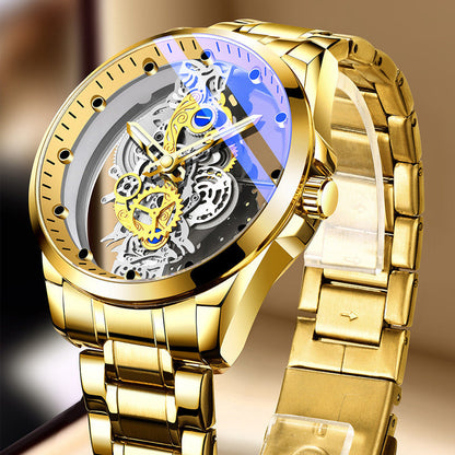 ⌚✨ Montre Squelette Double Face Homme – Verre Minéral Trempé, Quartz et Étanchéité 30 m