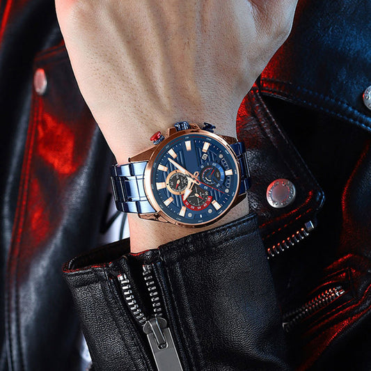 ⌚Montre à quartz avec bracelet en acier pour homme