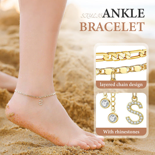 🌹Bracelet de cheville dorée superposé pour femmes