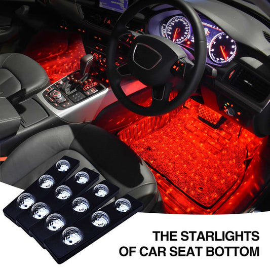 🚗Lot de 4 lumières étoilées USB pour intérieur de voiture (7 couleurs à commande vocale avec télécommande)