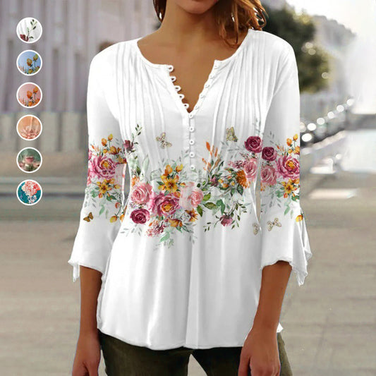 🔥Nouveaux best-sellers 2025🔥 Chemisier boutonné pour femme avec motif imprimé (achetez-en 2, livraison gratuite) !