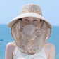 Chapeau de soleil à large bord avec masque facial