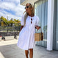 🌴Summer Specials🎀robe de femme unie à la mode avec nœud sur le devant et manches bouffantes
