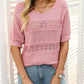 🏆Jusqu'à 50% de réduction !🌷Pull femme manches courtes col rond aspect ajouré et crochet