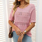 🏆Jusqu'à 50% de réduction !🌷Pull femme manches courtes col rond aspect ajouré et crochet