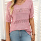 🏆Jusqu'à 50% de réduction !🌷Pull femme manches courtes col rond aspect ajouré et crochet