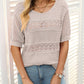 🏆Jusqu'à 50% de réduction !🌷Pull femme manches courtes col rond aspect ajouré et crochet