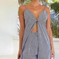 Ensemble à Rayures pour Femme ：Haut Long Sans Manches Fendu et Pantalon