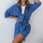 Ensemble de 2 pièces : Chemise décontractée et short à taille élastique pour femmes