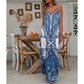 👗Robe maxi sans manches, décolleté en V, imprimé rétro pour femme
