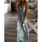 👗Robe maxi sans manches, décolleté en V, imprimé rétro pour femme