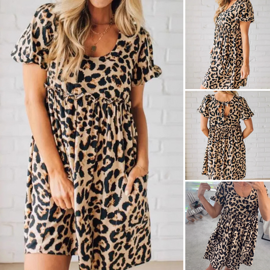 🌸50% de réduction🌸Robe Mini Léopard Décontractée pour Femme