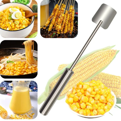 🌽Éplucheur de maïs en acier inoxydable à long manche, facile à nettoyer