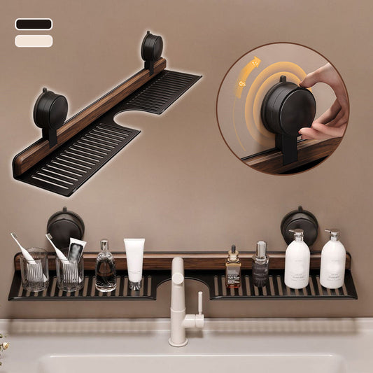 ✨Étagère de Salle de Bain à Ventouse en Noyer