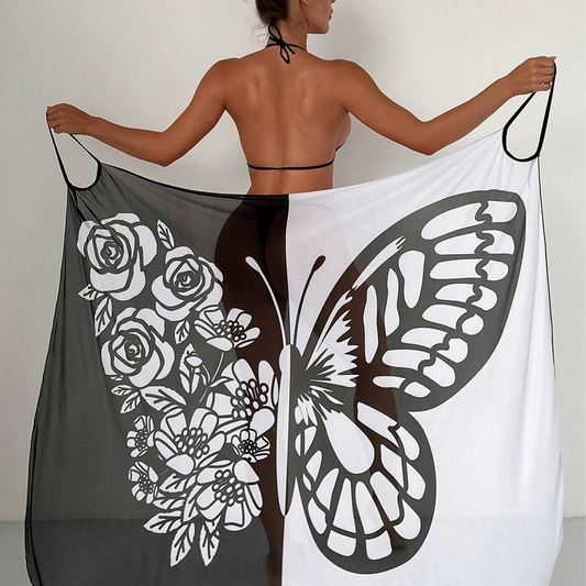 👙50% de réduction✨Cover-up de maillot de bain pour femme avec motif de papillons