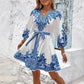 🌞🌸2025 Réduction limitée de 50% en été👱‍♀️Robe imprimée à col en V et ceinture nouée pour femme
