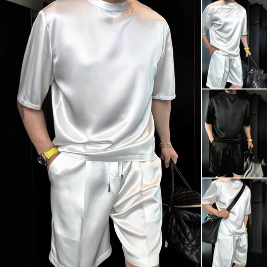 🔥Chemisier monochrome décontracté et short deux pièces pour hommes