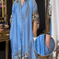 Robe Maxi Longue à Manches Longues Imprimées avec Col à Revers pour Femme