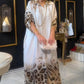 Robe Maxi Longue à Manches Longues Imprimées avec Col à Revers pour Femme
