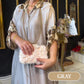 Robe Maxi Longue à Manches Longues Imprimées avec Col à Revers pour Femme