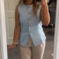 ⏳Spécial limité dans le temps⏰Gilet de costume pour femme avec col rond et patte de boutonnage