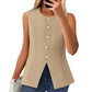 ⏳Spécial limité dans le temps⏰Gilet de costume pour femme avec col rond et patte de boutonnage