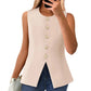 ⏳Spécial limité dans le temps⏰Gilet de costume pour femme avec col rond et patte de boutonnage