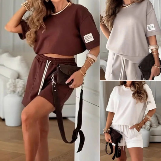 ✨50% de réduction✨Ensemble décontracté pour femme: haut stylé et short avec cordon de serrage ajustable