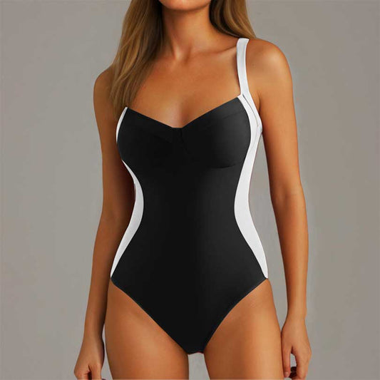 Maillot de bain soyeux à taille cintrée avec protection solaire