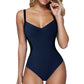 Maillot de bain soyeux à taille cintrée avec protection solaire