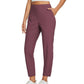 Pantalon élastique à taille haute avec poches zippées pour femmes